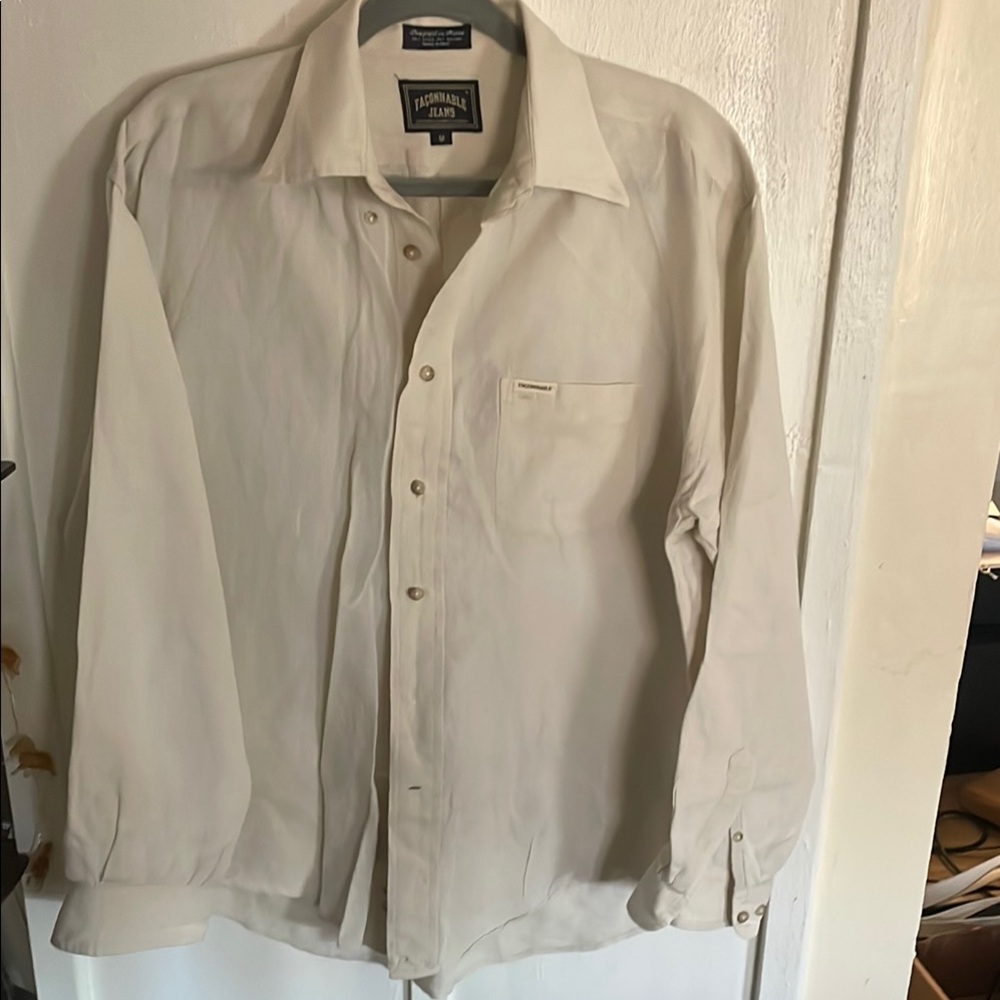 Faconnable Jeans Brand Cream Button-Up Shirt